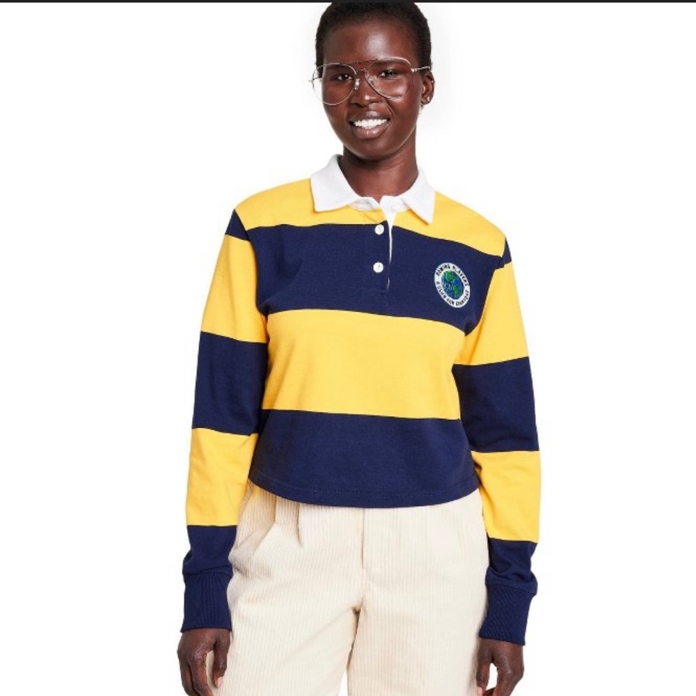 Rowing Blazers x Target Stripe Collared Rugby Top NWT Size LARGE